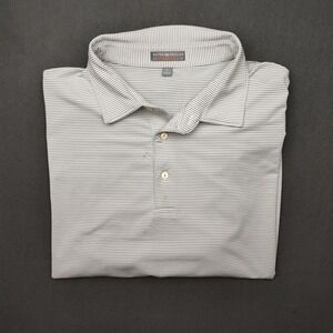 Peter Millar Polo Shirt Men Extra Large Gray Stripe Golf Summer Comfort Stretch